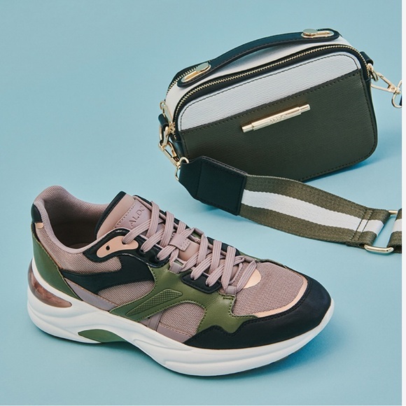 NWOT Vintage army green & mauve Createv2 Mid Top Sneakers by Aldo NWOT size 10 - Picture 14 of 15